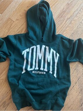 Tommy Hilfiger Dark Green Kids Hoodie with White Logo